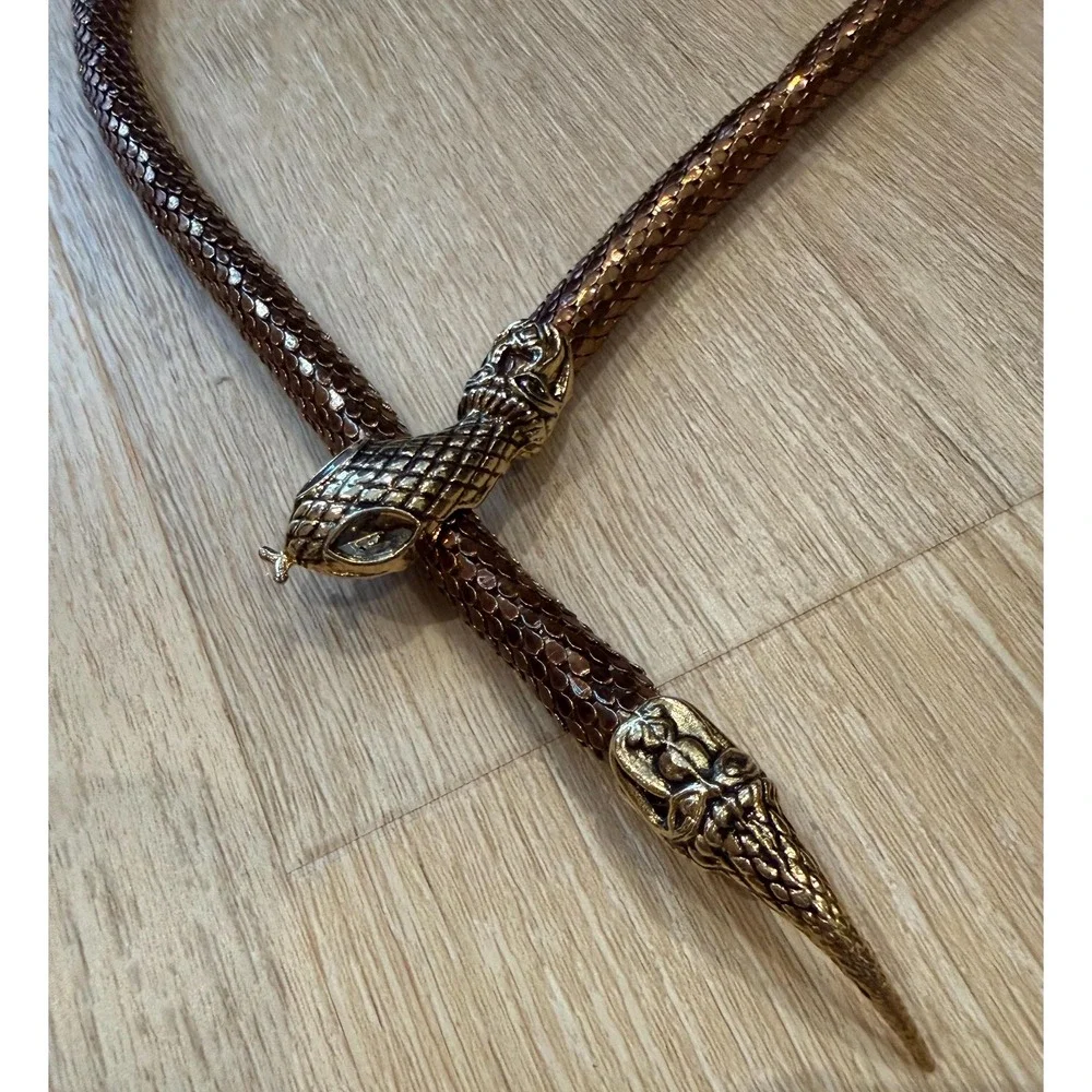 Vintage DL Mesh Snake Belt or Necklace Rhinestone Eyes